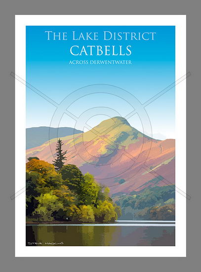 Lakeland Poster - Catbells across Derwentwater - Lake District Poster - Art Prints Lakeland Poster - Catbells across Derwentwater