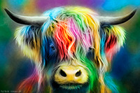 Hannie the Highland Cow, Art, Interior Design, Decor, Artwork, Art Prints, Wall Art
