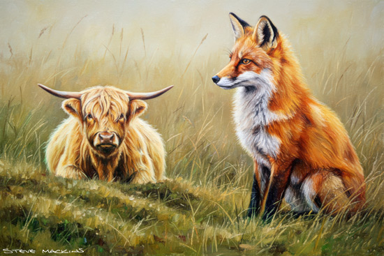 Fox and Highland Cow - Fox - Art Prints Fox and Highland Cow