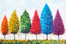 Six Trees, coloured trees, Wall Art