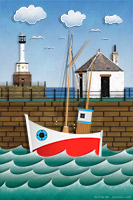 Maryport Fishing Boat, Lighthouse, Pier, Fishing, Harbour, Boat, Seaside, Art, Artwork, Prints, Fine Art, Vector Graphics, Artwork Print, Maryport, Prints