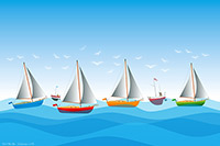 Yacht Race, Vector Graphics Artwork Print Fishing Boat, Cove, Fishing Boat, Seaside, Art, Artwork, Prints, Fine Art