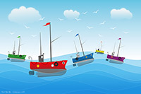 Trawler Race III, Vector Graphics Artwork Print Fishing Boat, Cove, Fishing Boat, Seaside, Art, Artwork, Prints, Fine Art
