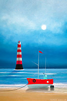 Moonlit Lighthouse, Artwork Print Fishing Boat, Cove, Fishing Boat, Seaside, Art, Artwork, Prints, Fine Art