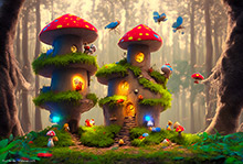 Magical Mushroom House No.4 ,Art, Artwork, Art Print