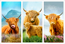 Highland Cow Typtic,,Art, Artwork, Art Print, Wall Art, Landscape Art, Wildlife Art