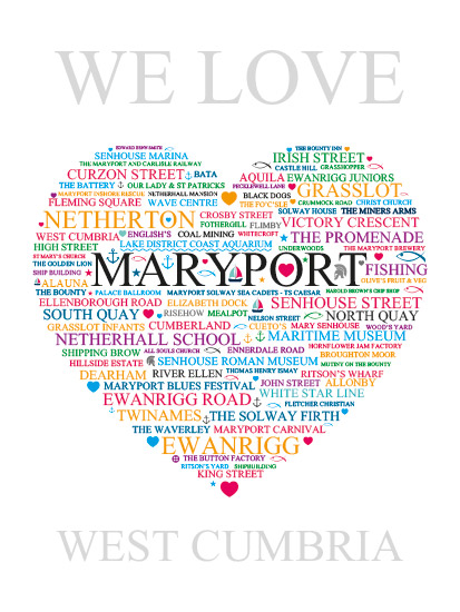 # Love Maryport ~ Heart Illustration - Maryport Art - Maryport Cumbria, Wildlife & Landscape Prints # Love Maryport ~ Heart Illustration