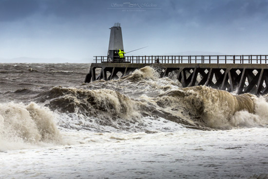 Fishing from South Pier - Maryport - Maryport Piers - Maryport Cumbria, Wildlife & Landscape Prints Fishing from South Pier - Maryport