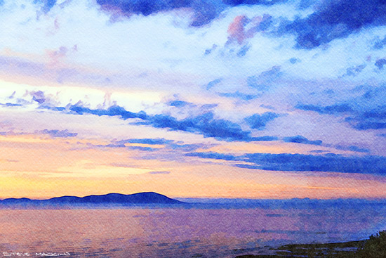 Criffel sunset over the Solway Firth - Market Steps Views - Maryport Cumbria, Wildlife & Landscape Prints Criffel sunset over the Solway Firth