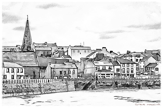 Maryport Illustration (mono) - Maryport Town - Maryport Cumbria, Wildlife & Landscape Prints Maryport Illustration (mono)