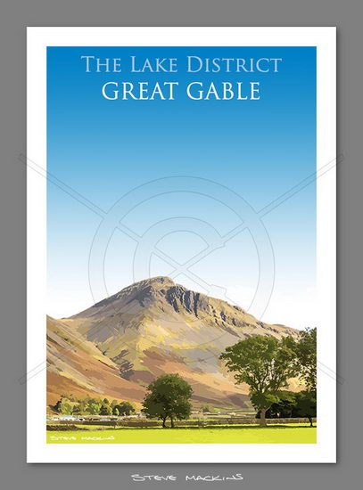 Lakeland Poster - Great Gable - Lake District Poster - Lake District Herdwick Sheep, Wildlife & Landscape Prints Lakeland Poster - Great Gable