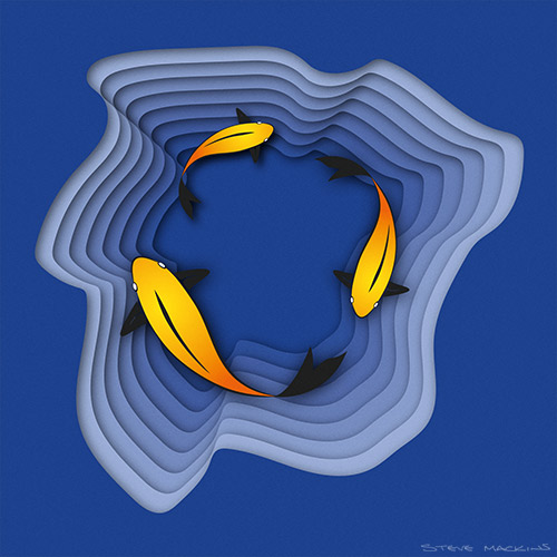 Koi Fish Pool II - Graphic Art - Art Prints Koi Fish Pool II