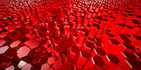Red, Hexagons, Art, 3D Rendered, Print