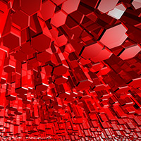 Red Hex, Art Print, Hexagons, Futuristic Art, 3D Model, 3D Rendered