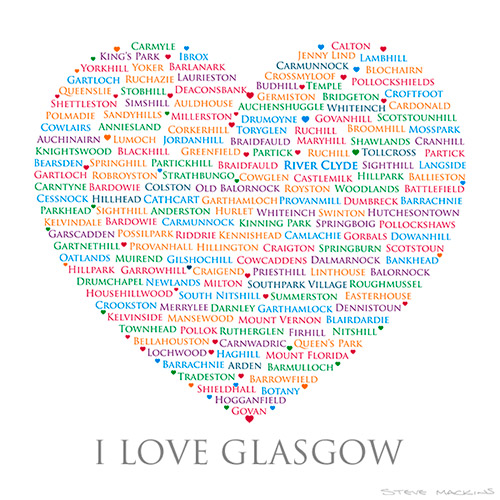I LOVE GLASGOW Heart Illustration Artwork