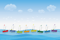 Trawler, Convoy, Vector Graphics Artwork Print Fishing Boat, Cove, Fishing Boat, Seaside, Art, Artwork, Prints, Fine Art