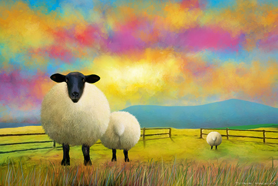 Suffolk Ewes ~ Pastel Sky