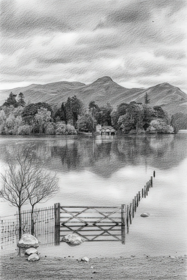Derwentwater Keswick Sketch