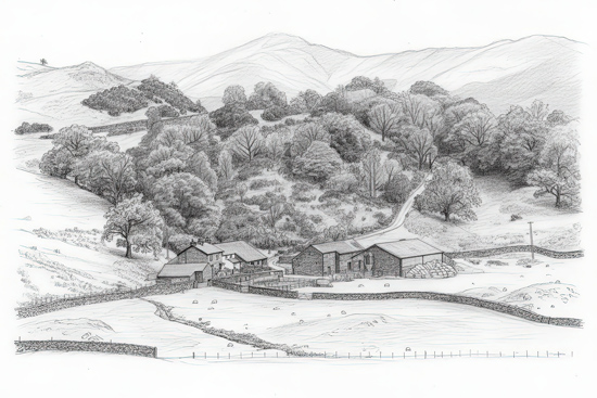 Tilberthwaite Quarry Langdale Sketch