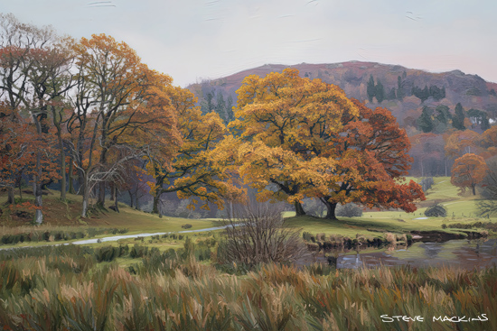 River Brathay Autumn Trees Elterwater