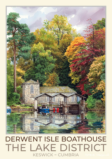 Derwent Isle Boathouse Art Poster - Lake District Poster - Art Prints Derwent Isle Boathouse Art Poster