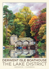 Derwent Isle Boathouse Art Poster - Lake District Poster Art Print