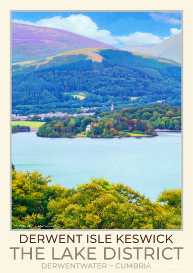 Derwent Isle Art Poster - Lake District Poster - Art Prints Derwent Isle Art Poster