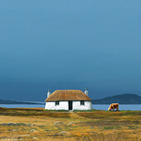 Highland Cow, Isle, Harris, Lewis, Out Hebrides, Gran's Croft, Cottage, Art Print