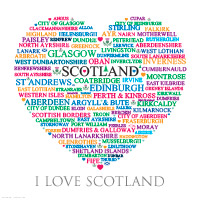 # I Love Scotland, High Resolution, Iconic, Scotland, LOVE, Heart, Illustration, Artwork, Art, Vector Graphic Artwork Print