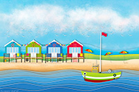 Beach Huts, Boat, Fishing Boat, Art, Print, Coastal, Seascape, Canvas, Aluminium, Acrylic, Artwork