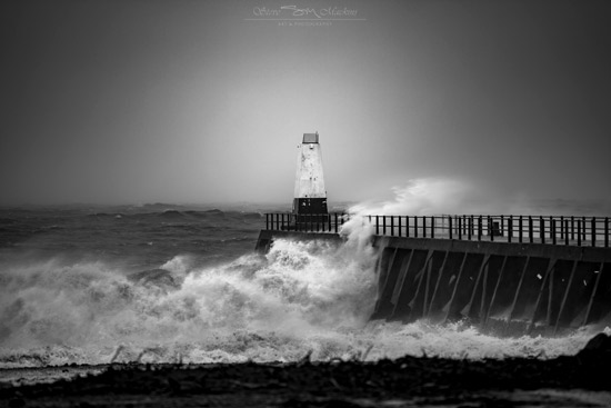 Maryport Storm (B+W) - Maryport Piers - Maryport Cumbria, Wildlife & Landscape Prints Maryport Storm (B+W)
