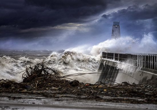 Storm Gertrude Maryport - Maryport Piers - Maryport Cumbria, Wildlife & Landscape Prints Storm Gertrude Maryport