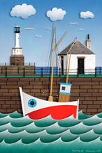 Fishing Boat in Maryport Harbour Vector Artwork Art Print